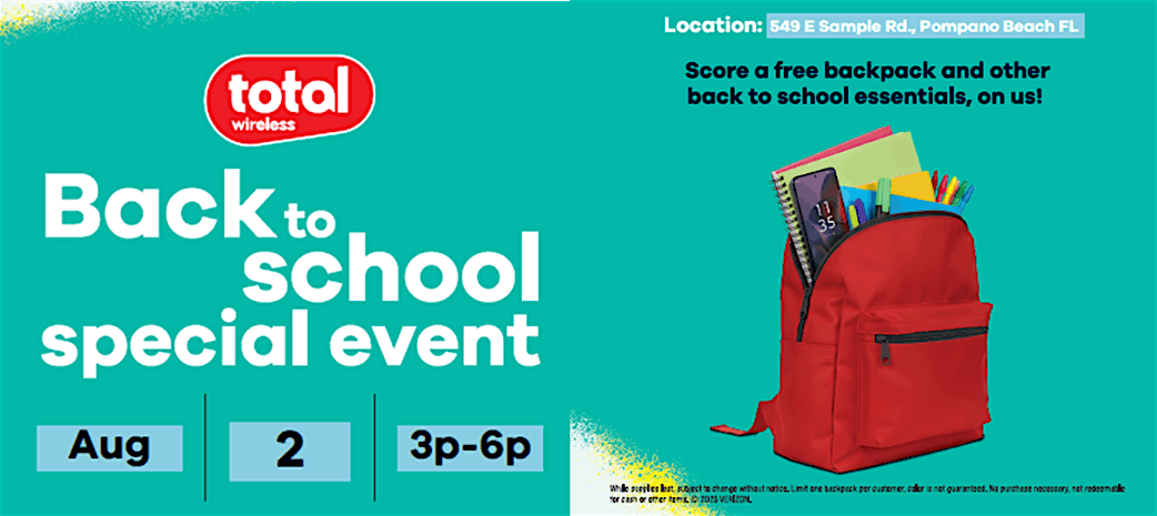 TOTAL WIRELESS BACK TO SCHOOL, 2 August | Event in Pompano Beach | AllEvents