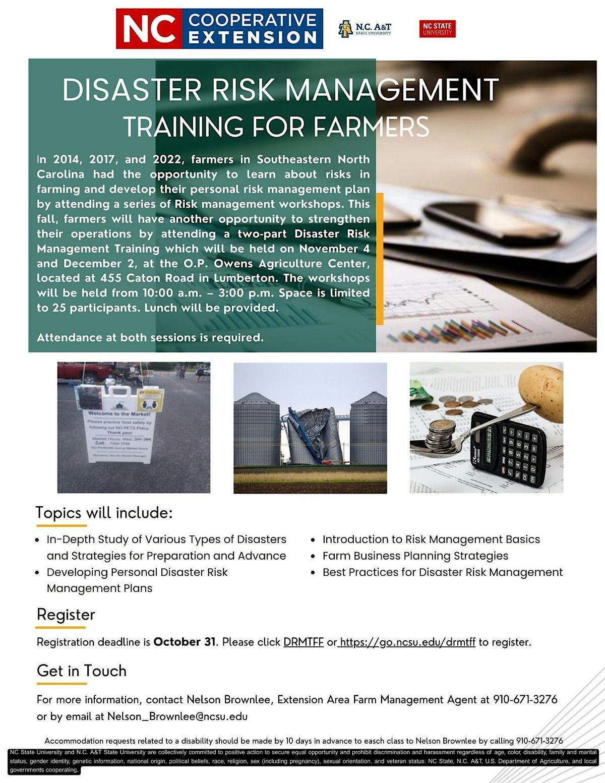 Disaster Risk ManagementTraining for Farmers, 4 November | Event in Lumberton | AllEvents