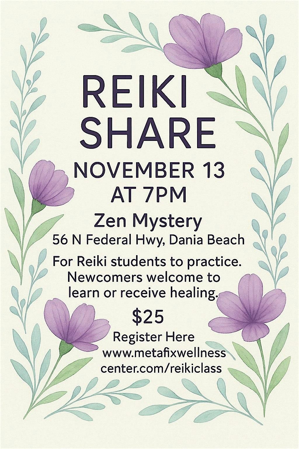 Reiki Share 11/13, 9 December | Event in Dania Beach | AllEvents