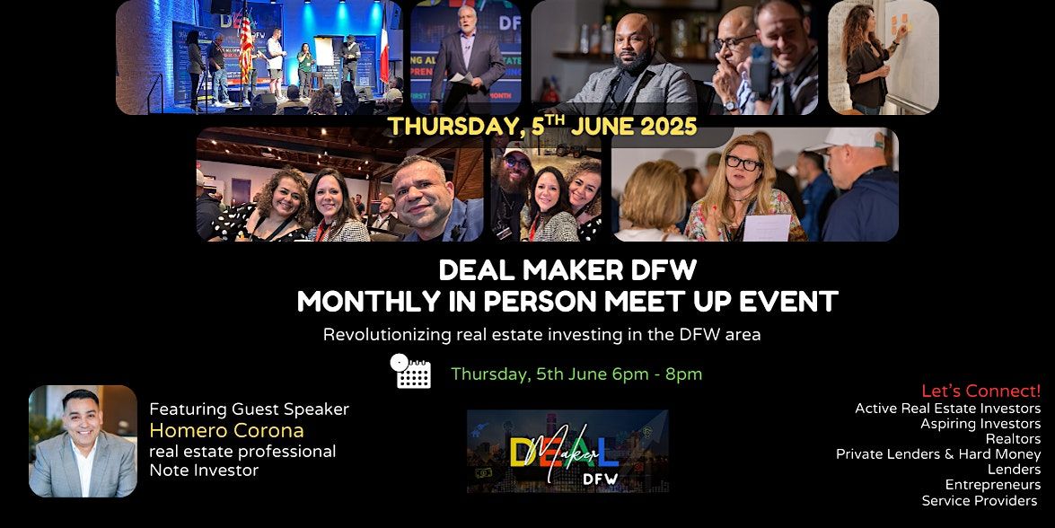 Deal Maker DFW | JUNE 2025 | Live In Person | Local Meet Up @ McKinney TX, 5 June | Event in McKinney | AllEvents