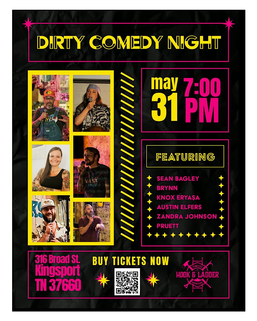 Dirty Comedy Night @ Hook & Ladder Distillery, 31 May | Event in Kingsport | AllEvents