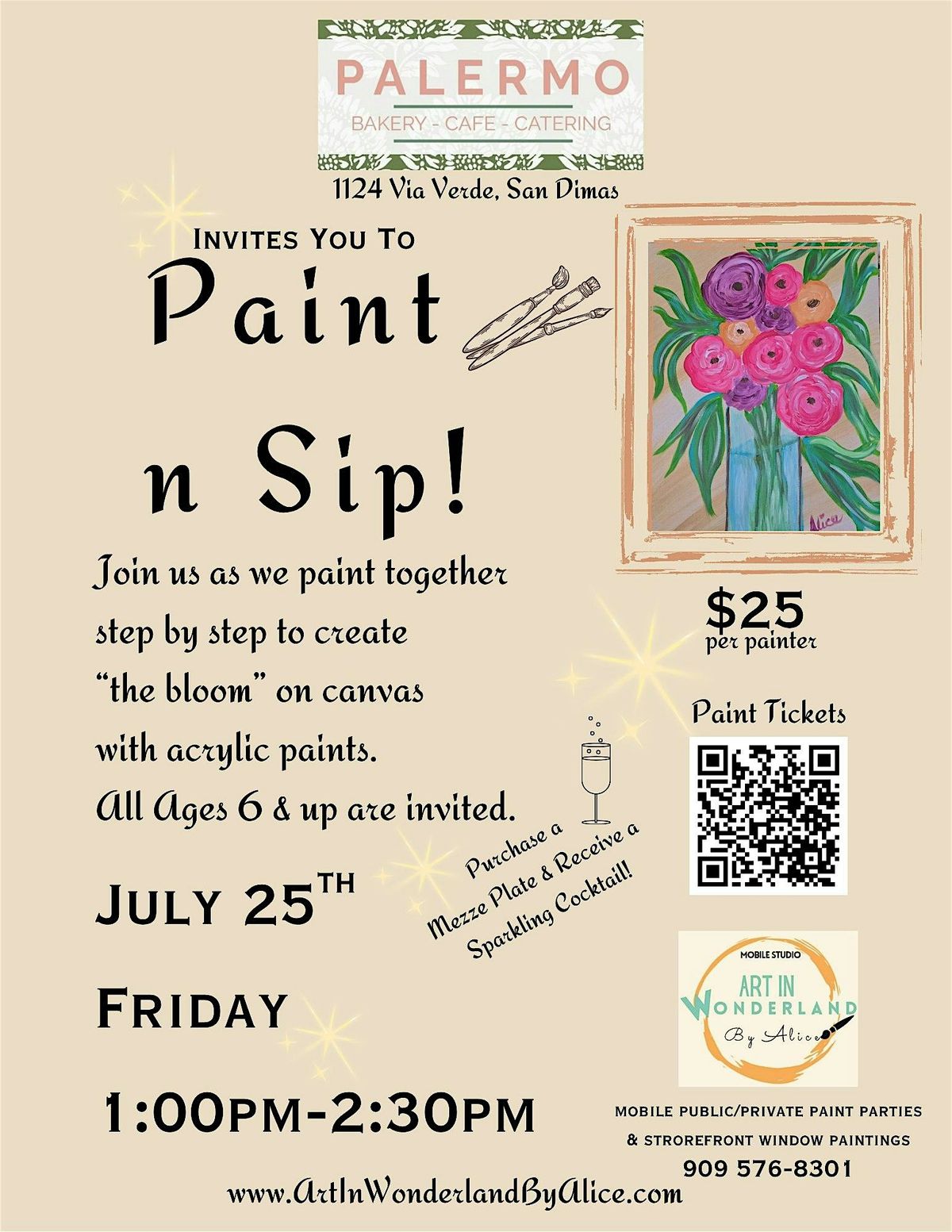 Paint n Sip @ Palermo Cafe & Bakery in San Dimas, 25 July | Event in San Dimas | AllEvents