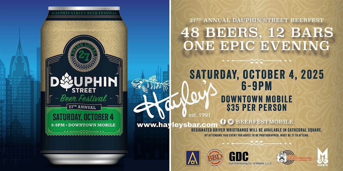 27th Annual Dauphin Street Beerfest starting at Hayley's bar, 4 October | Event in Mobile | AllEvents