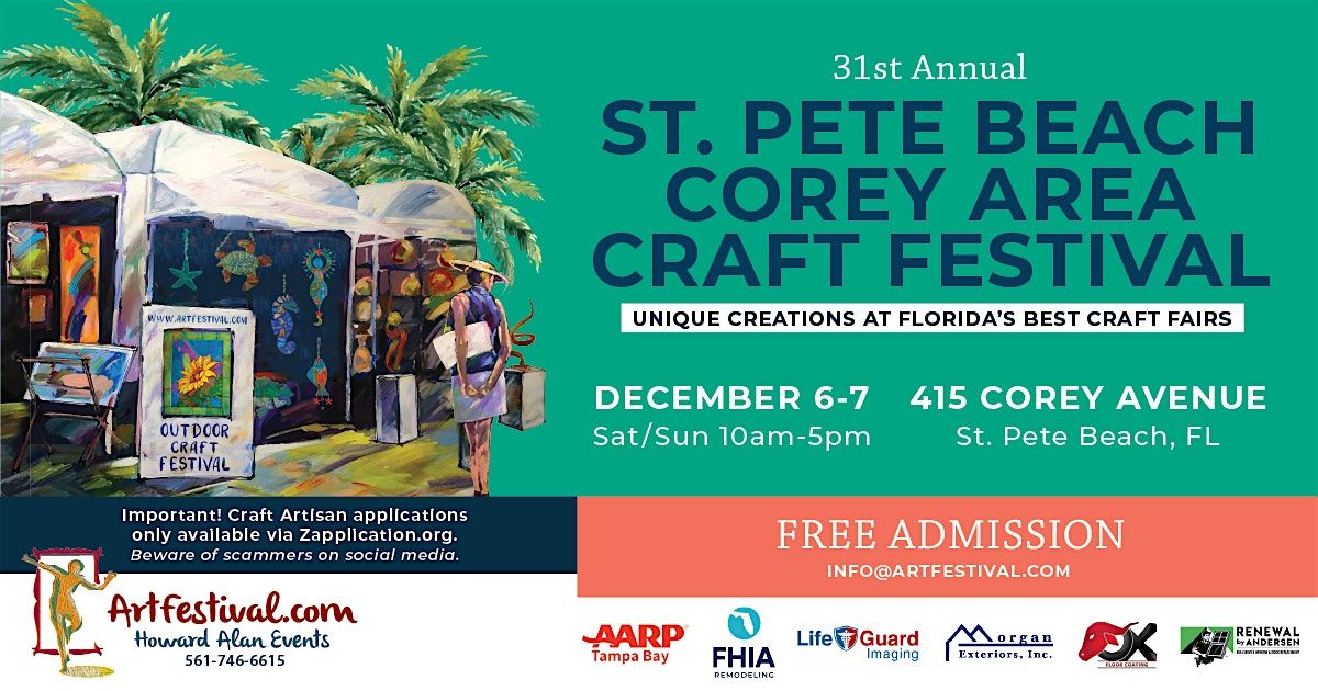 31st Annual St. Pete Beach Corey Area Craft Festival, 6 December | Event in St. Pete Beach | AllEvents