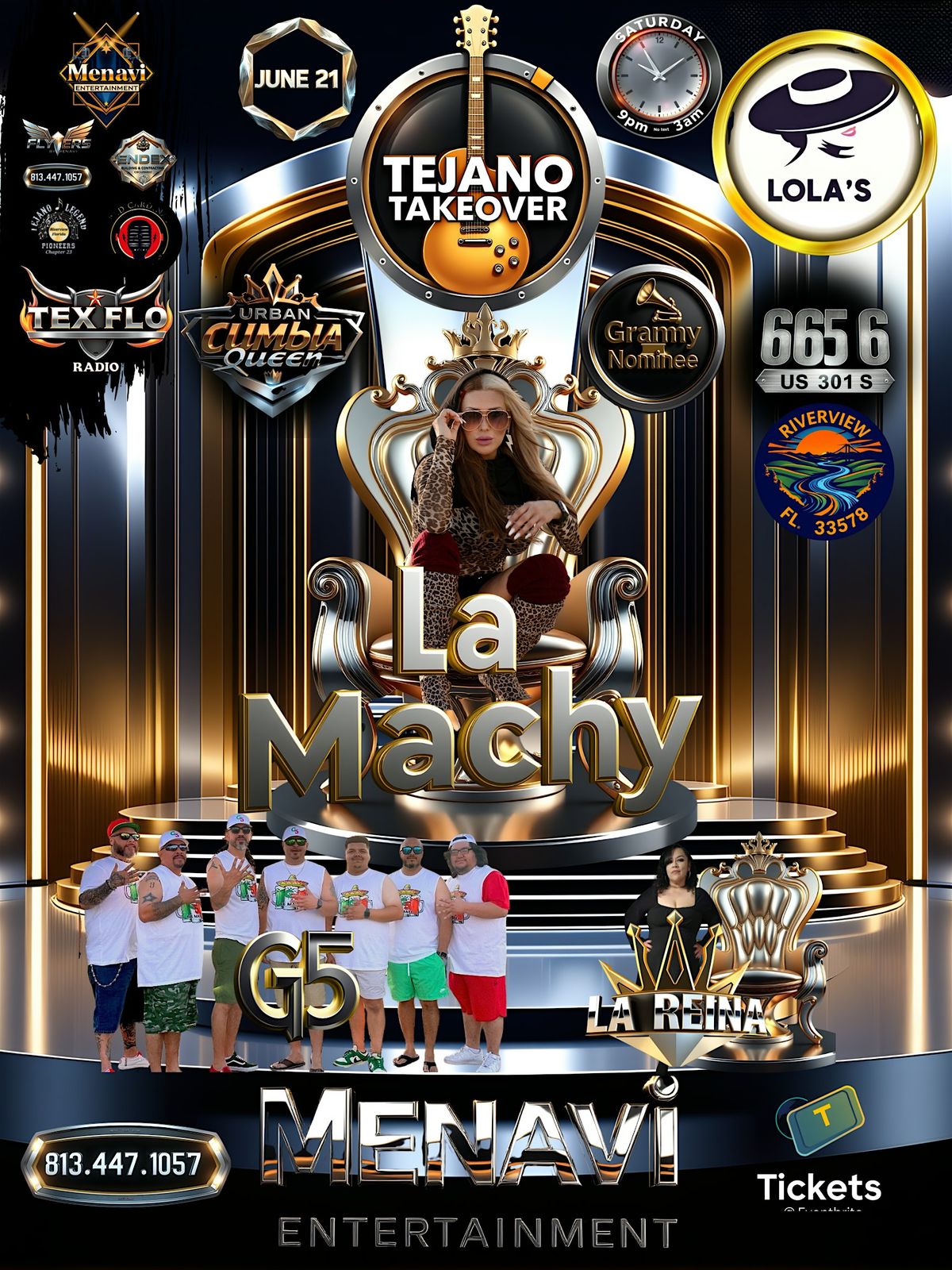 Tejano Takeover- La Machy, G5 and La Reina, 21 June | Event in Riverview | AllEvents