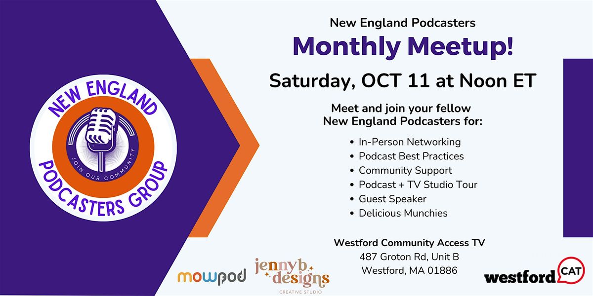️ Welcome to the New England Podcasters Group October Gathering!, 11 October | Event in Westford | AllEvents