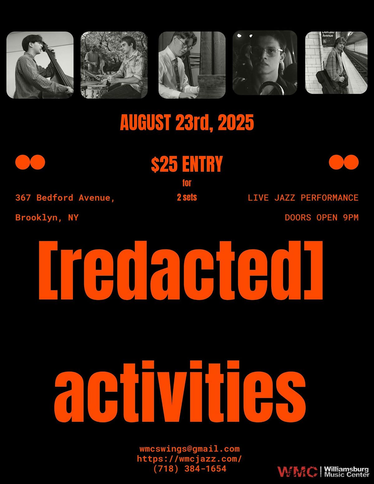 WMC presents  Oscar Wisnia [REDACTED] ACTIVITIES Live Jazz, 23 August | Event in Brooklyn | AllEvents