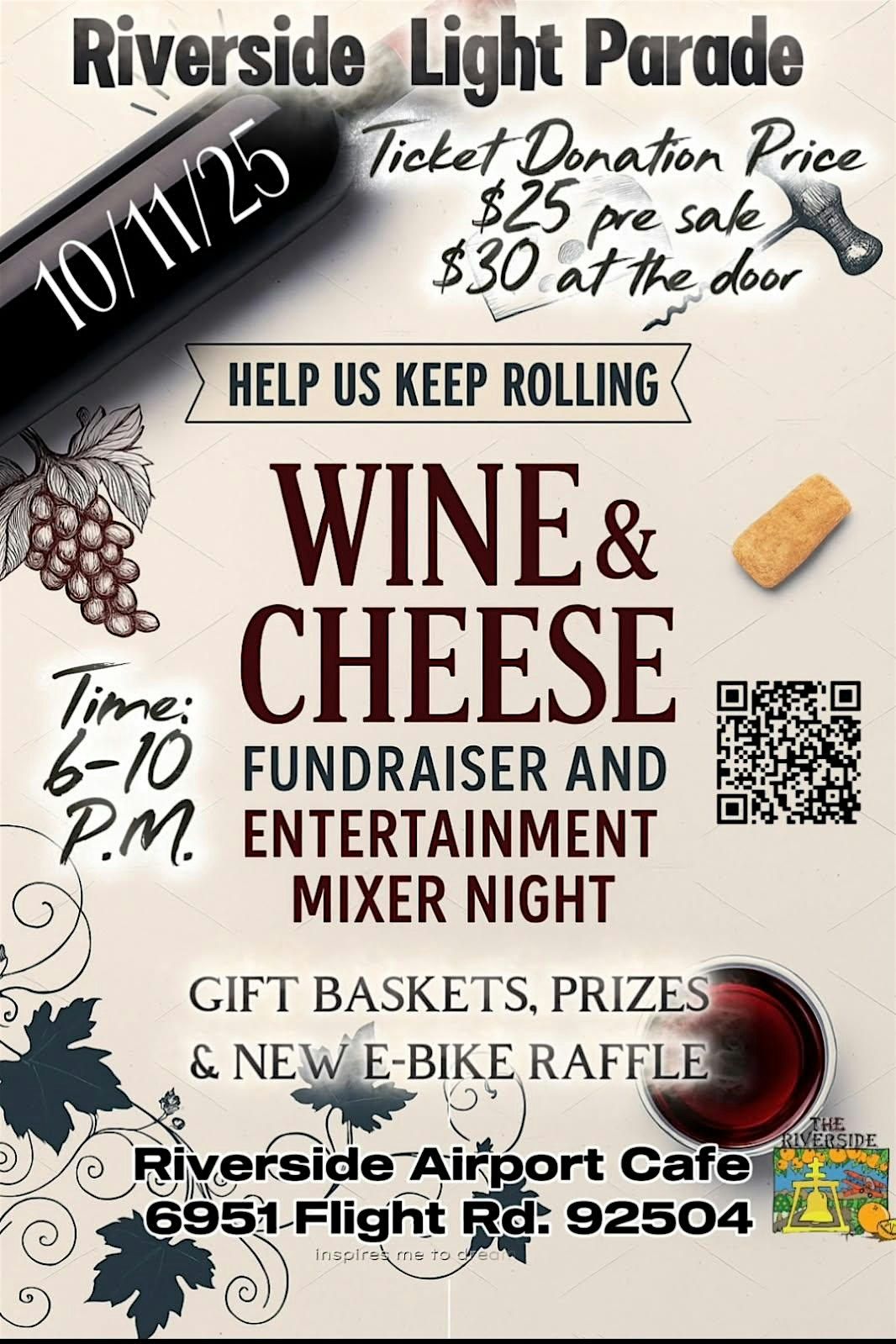 RIVERSIDE LIGHT PARADE INC. WINE & CHEESE FUNDRAISER & ENTERTAINMENT MIXER, 11 October | Event in Riverside