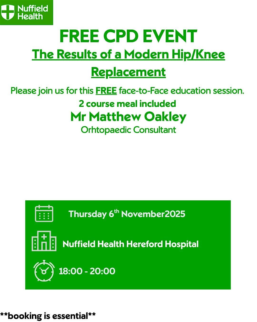 The Results of a Modern Hip/Knee Replacement, 6 November | Event in Hereford | AllEvents