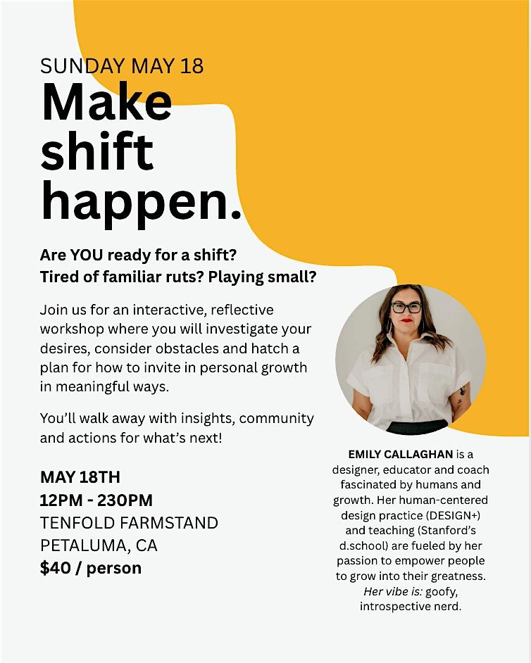 Make shift happen., 18 May | Event in Petaluma | AllEvents