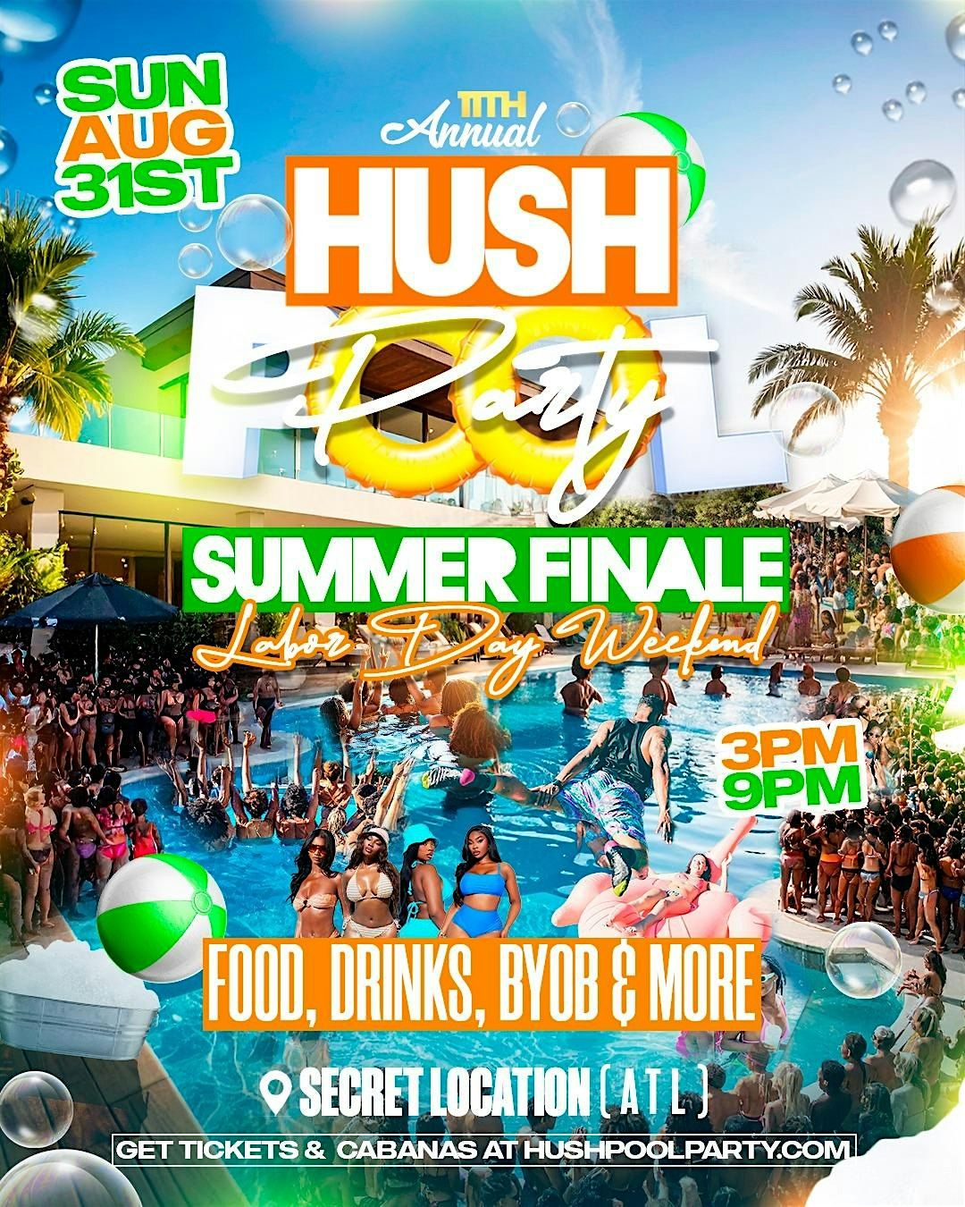 Hush Pool Party 2025 Summer Finale| Labor Day Weekend | ATL's #1 Pool Party, 31 August | Event in Atlanta