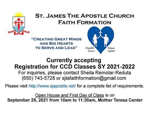 Faith Formation Open House 2021 2022 St James The Apostle Church Sunol September 25 2021 Allevents In St James Day 2022