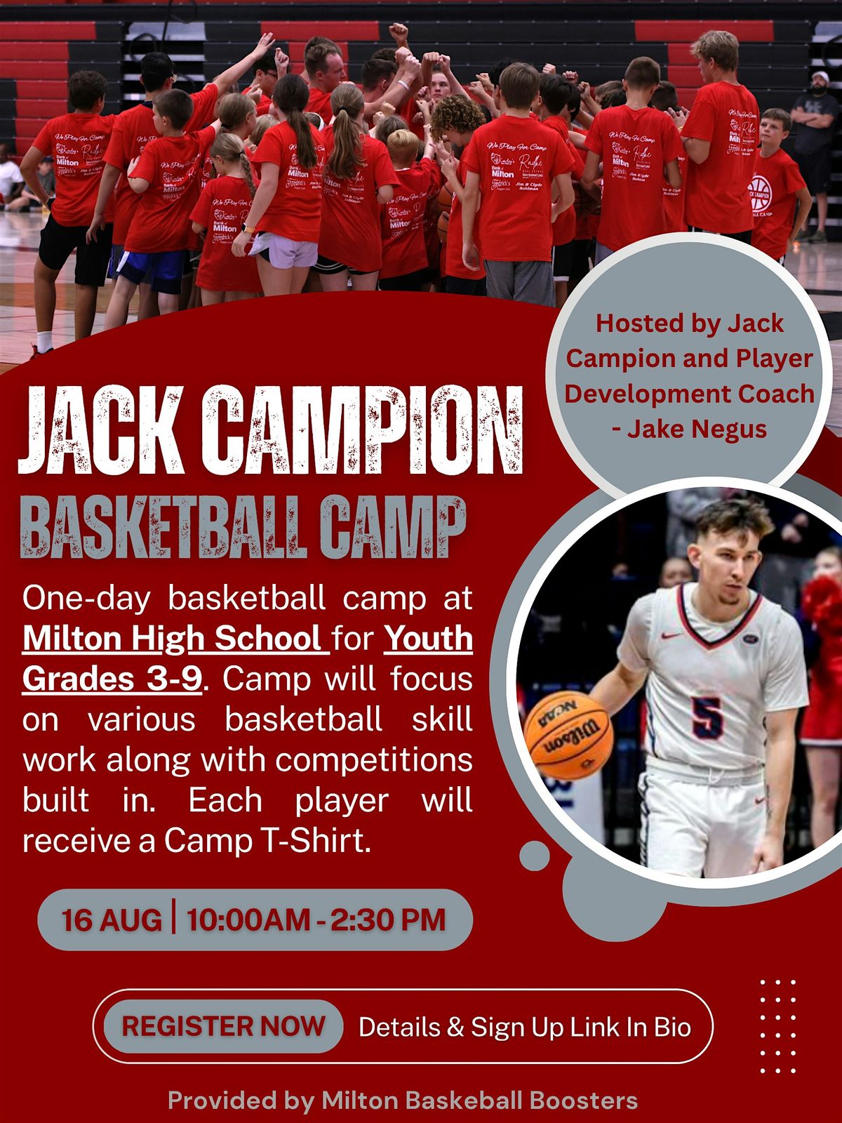 Jack Campion Basketball Camp - 4th Annual, 16 August | Event in Milton | AllEvents