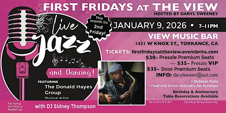 First Fridays at the View Featuring the Donald Hayes Group, 9 January | Event in Torrance | AllEvents