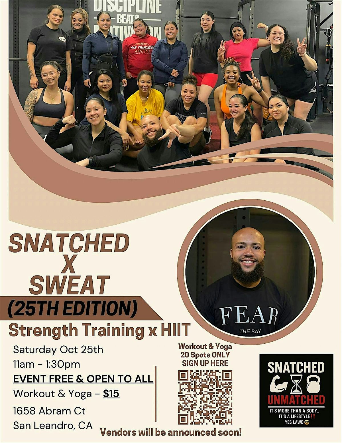 Snatched X Sweat (25TH Edition) (WORKOUT ONLY), 25 October | Event in San Leandro | AllEvents