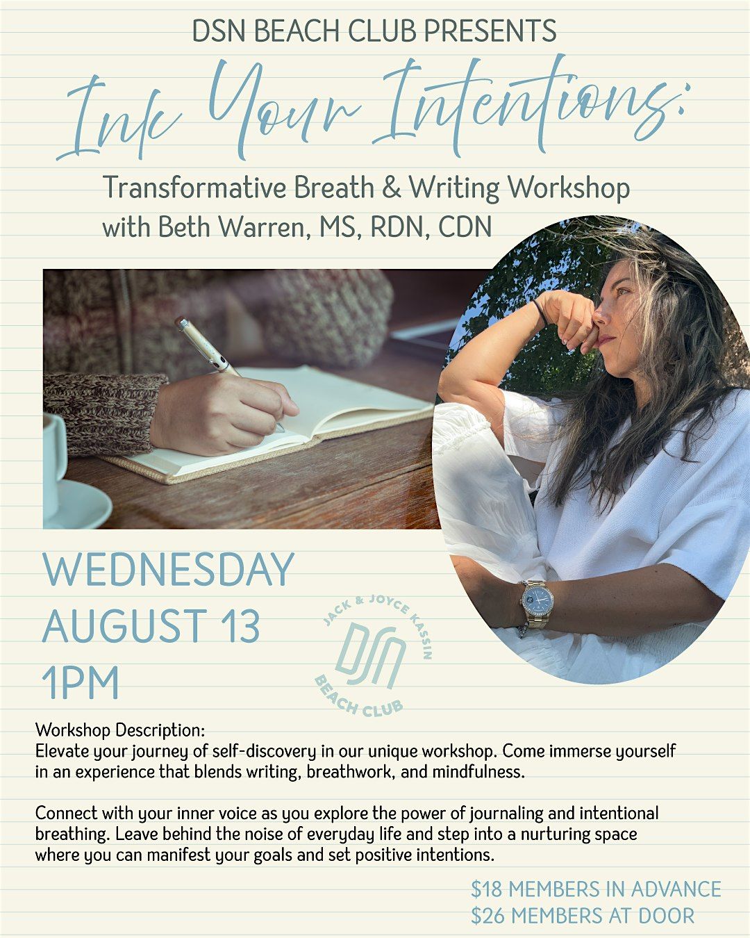 Ink Your Intentions with Beth Warren, MS, RDN, CDN, 13 August | Event in Deal | AllEvents