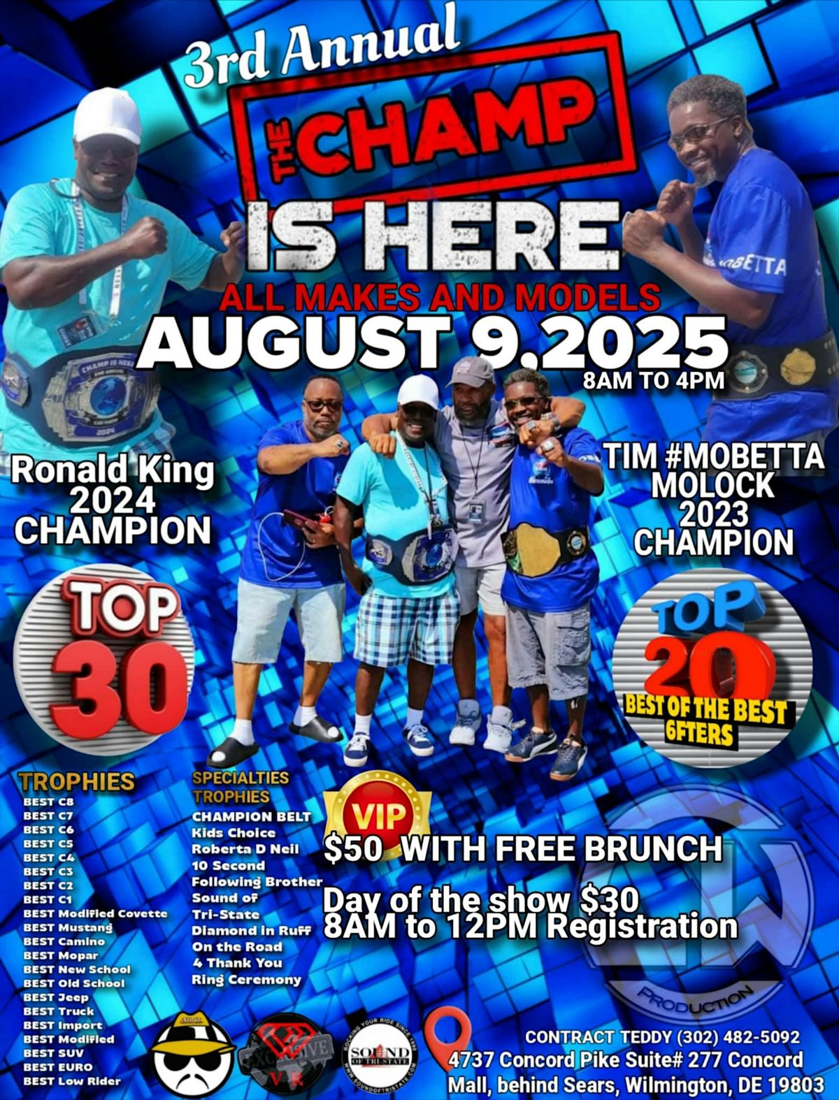 THE CHAMP IS HERE 3RD ANNUAL CAR SHOW, 9 August | Event in Wilmington | AllEvents