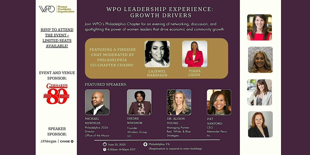 WPO Leadership Experience: Growth Drivers, 25 June | Event in Ardmore | AllEvents