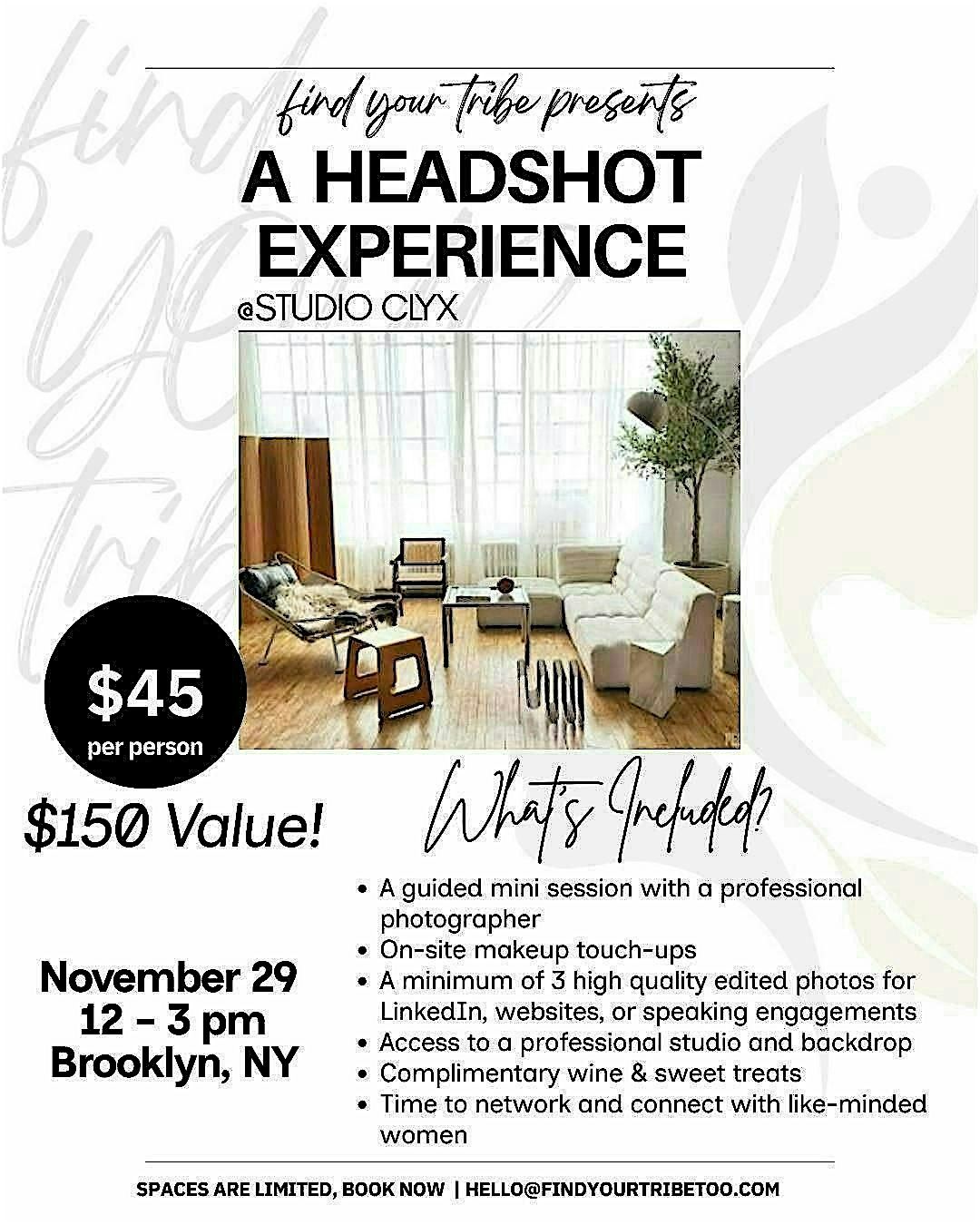 Shine Session: A Find Your Tribe Headshot Experience, 29 November | Event in Brooklyn | AllEvents