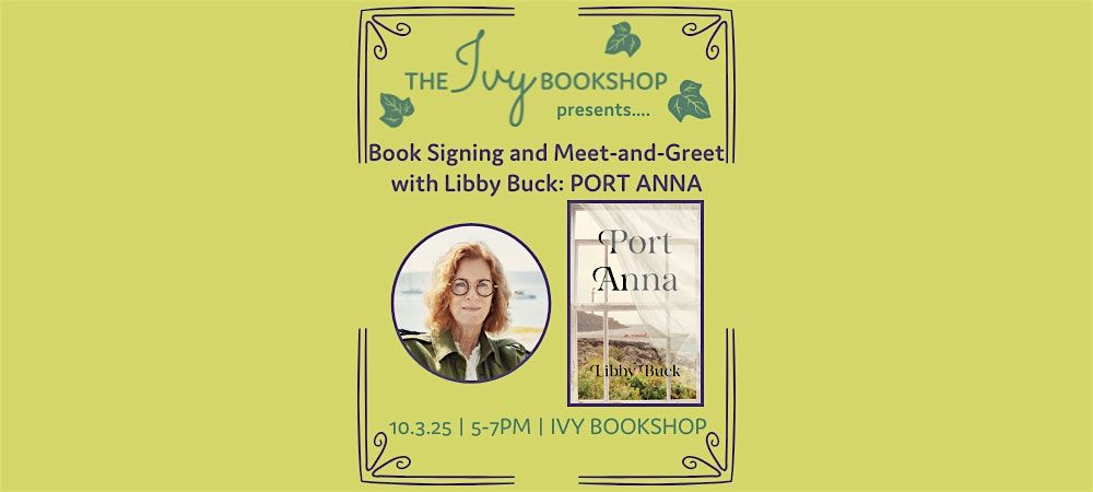Book Signing and Meet-and-Greet with Libby Buck: PORT ANNA, 3 October | Event in Baltimore | AllEvents
