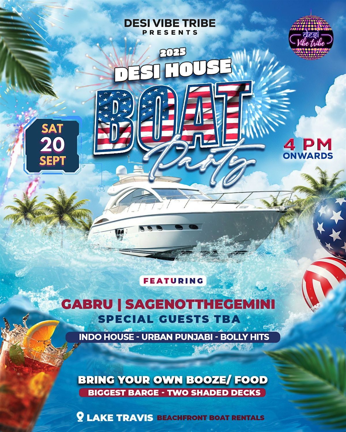 Desi House Boat Party (Bollywood | Indo House)- Sept 20th - Lake Travis, 20 September | Event in Volente | AllEvents
