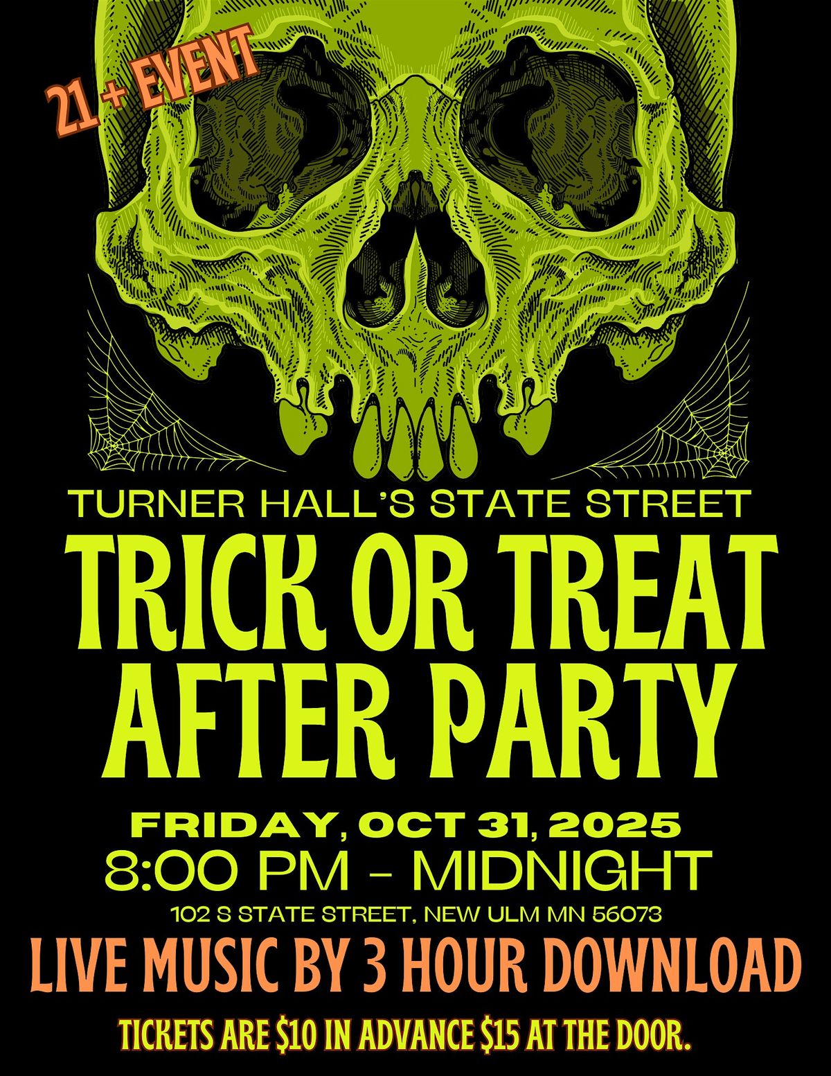 Turner Hall's State Street Trick or Treat After Party with 3 Hour Download, 31 October | Event in New Ulm