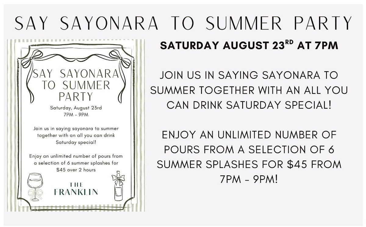 Say Sayonara to Summer Party, 23 August | Event in Brooklyn | AllEvents