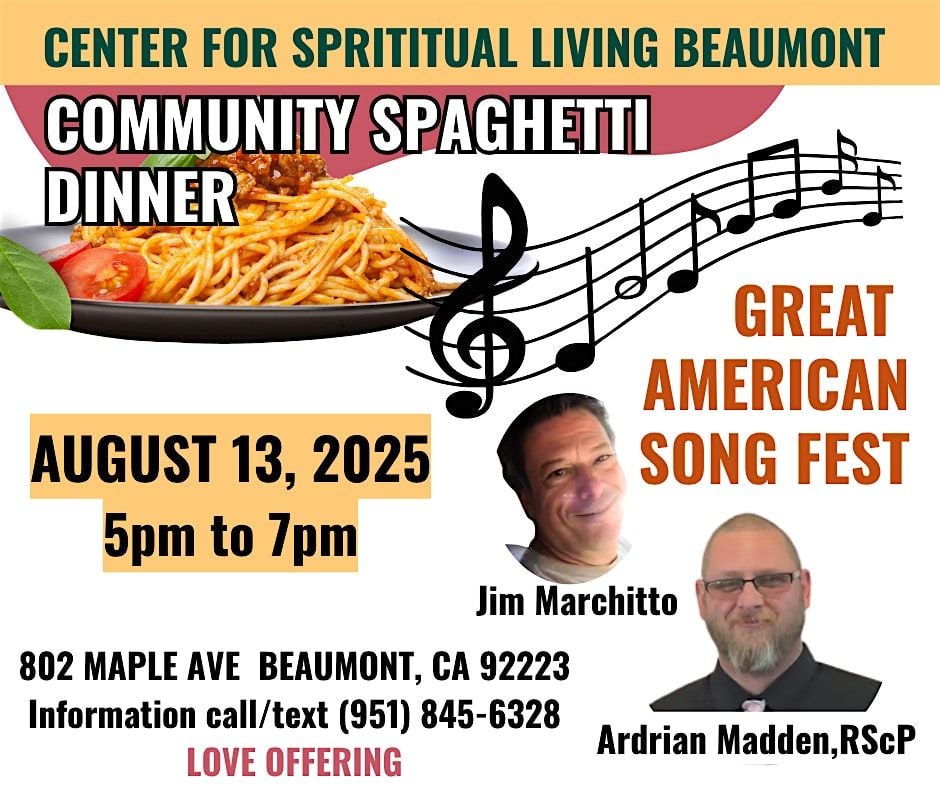 Community Spaghetti Dinner & Great American Song Fest, 13 August | Event in Beaumont | AllEvents