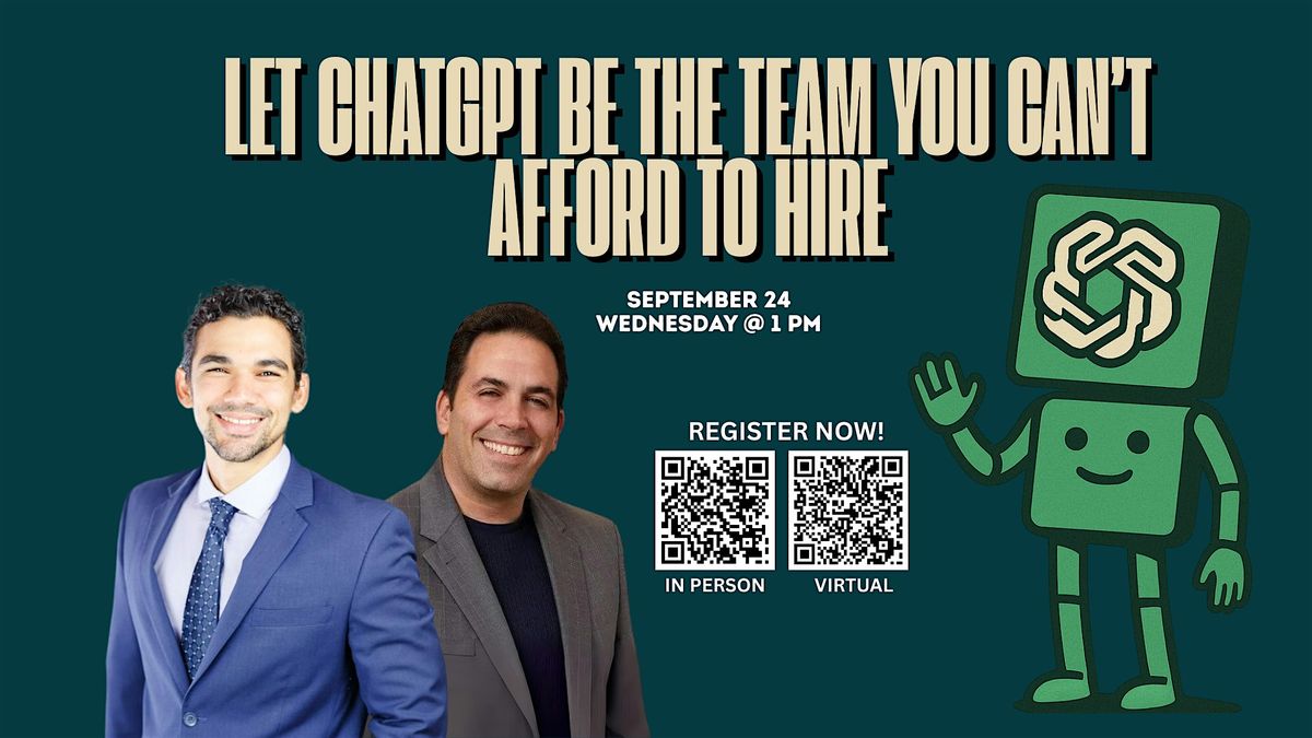 Let ChatGPT Be the Team You Can’t Afford to Hire, 24 September | Event in Bonita Springs | AllEvents