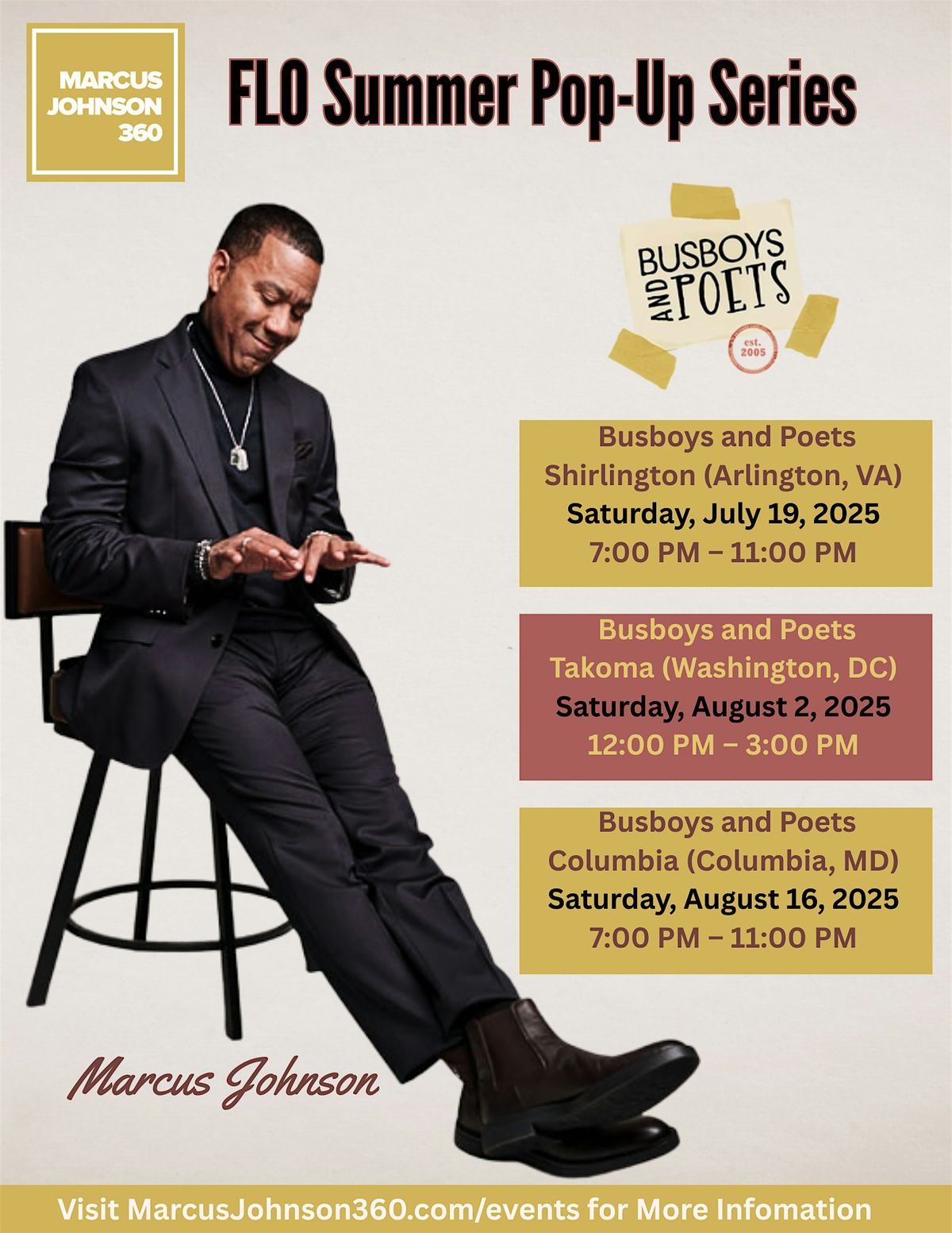 FLO Vibes in Columbia: An Evening of Jazz & Wellness with Marcus Johnson, 16 August | Event in Columbia