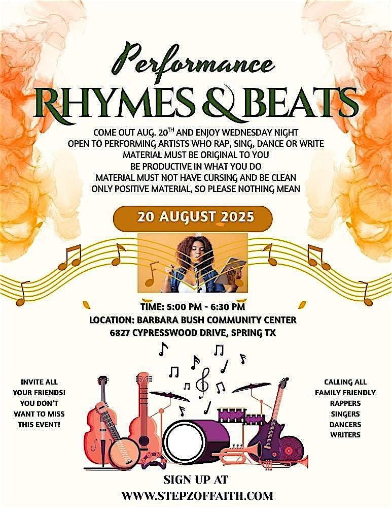 Performance Rhymes & Beats, 20 August | Event in Spring | AllEvents