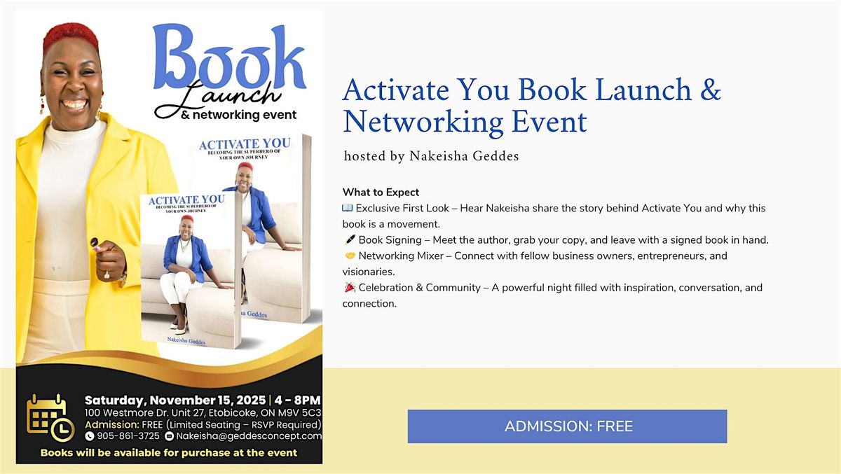 Activate You Book Launch & Networking event, 15 November | Event in Toronto | AllEvents