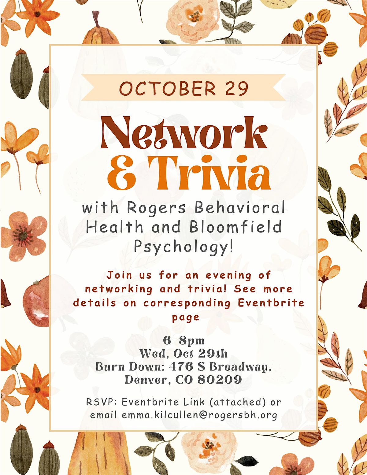Fall Networking & Trivia!, 29 October | Event in Denver | AllEvents