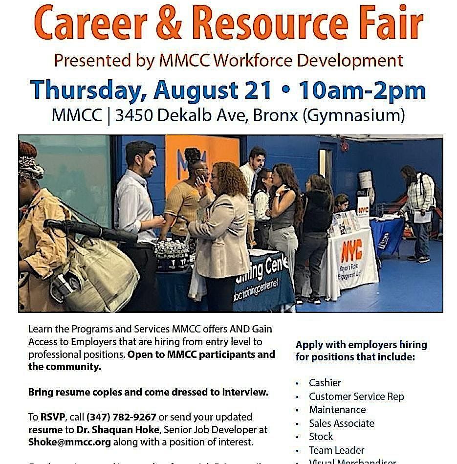 MMCC's Career and Resource Fair, 21 August | Event in The Bronx | AllEvents