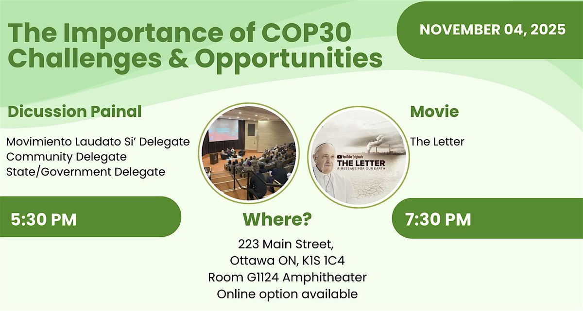 The Importance of COP30 – Challenges and Opportunities Day 3, 4 November | Event in Ottawa | AllEvents