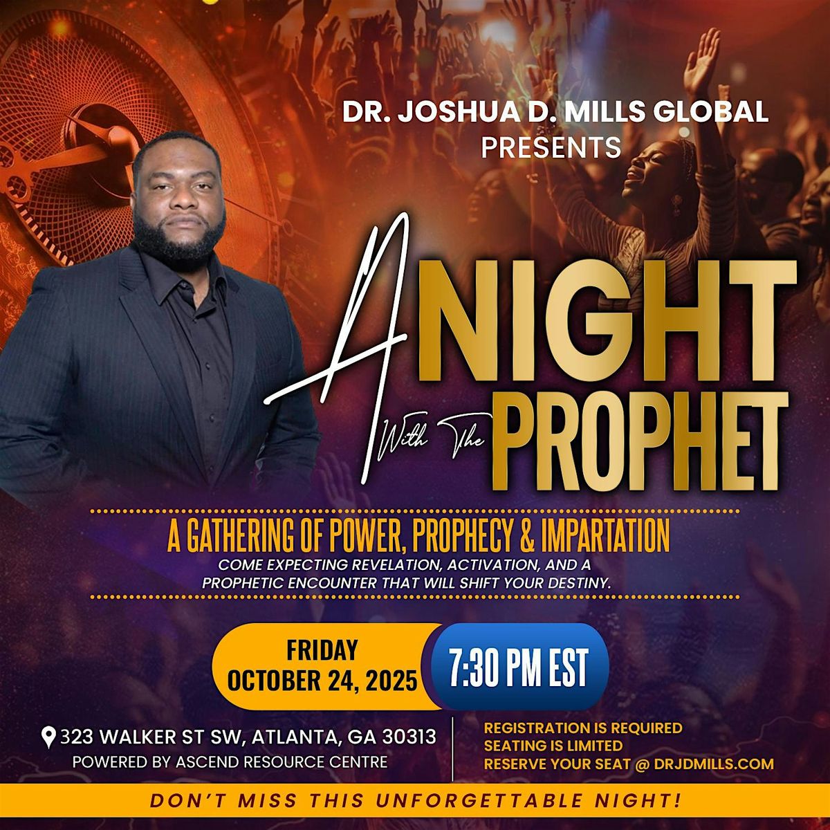 Dr. Joshua D. Mills Global Presents “A Night with the Prophet”, 24 October | Event in Atlanta | AllEvents