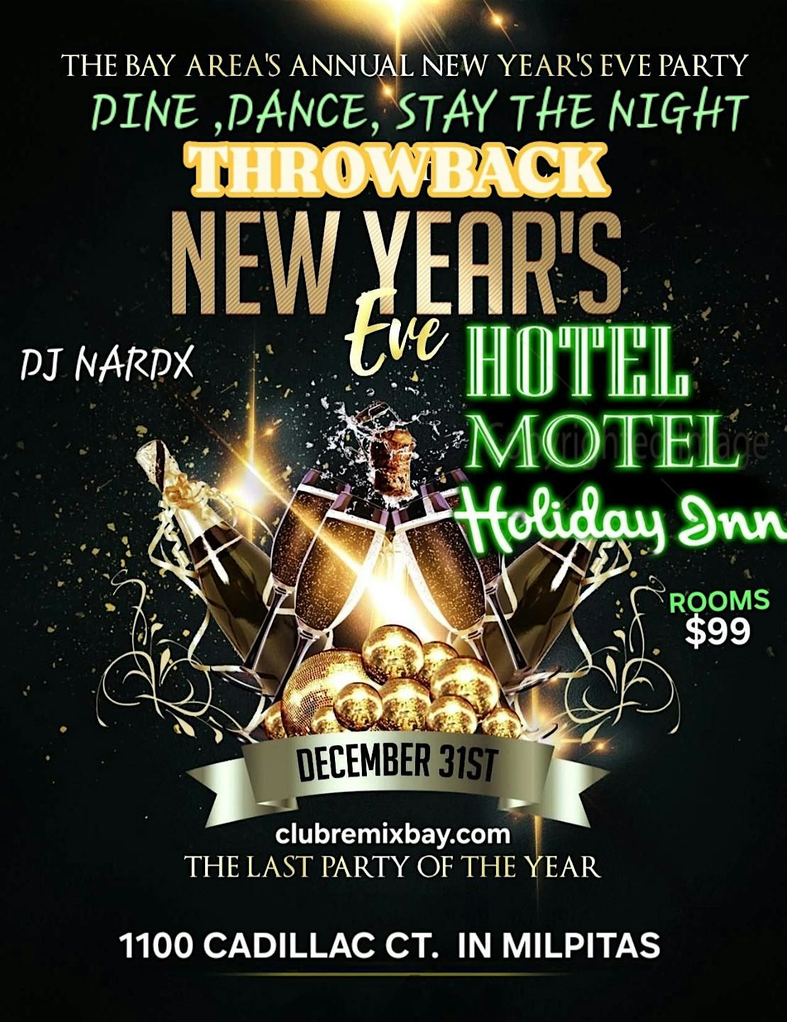ANNUAL THROWBACK NEW YEARS EVE BASH AT HOLIDAY INN MILPITAS, 31 December | Event in Milpitas | AllEvents