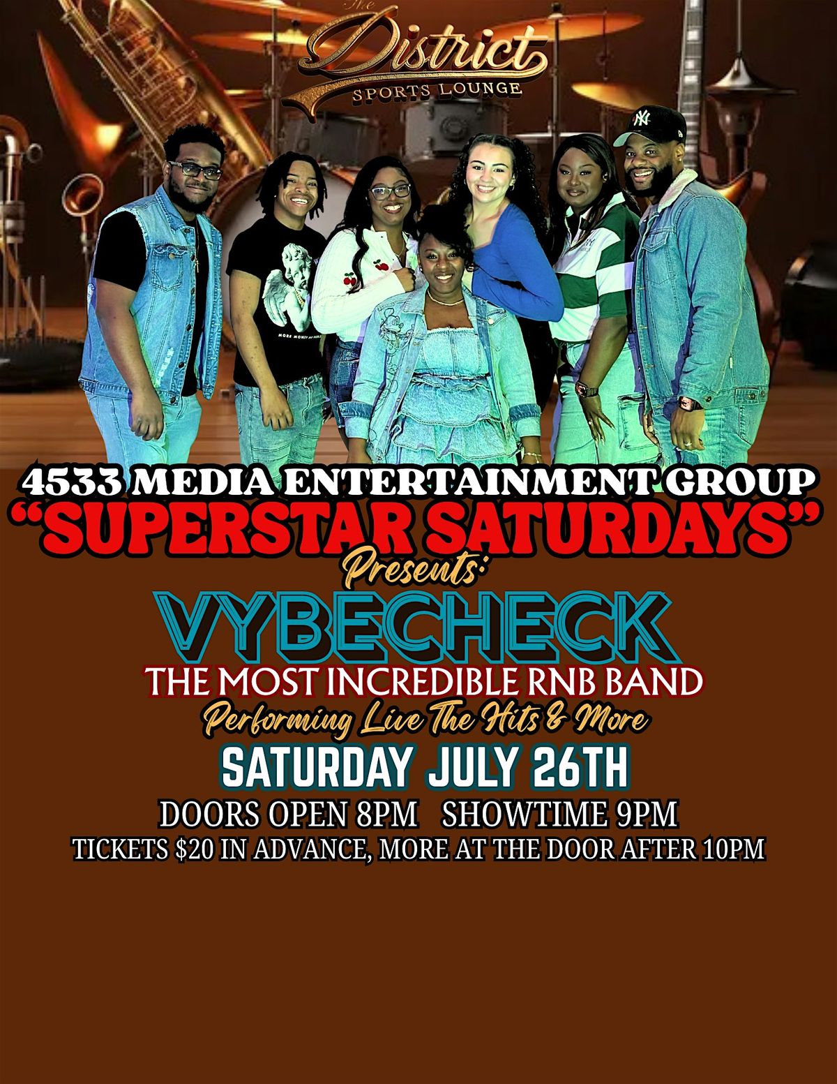 "SUPERSTAR SATURDAYS" ft "VYBECHECK" R&B BAND, 26 July | Event in Middletown | AllEvents