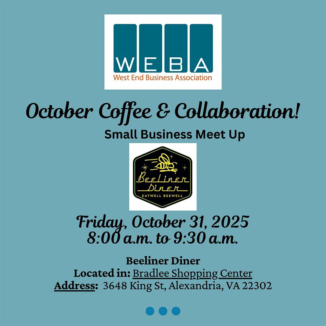 WEBA October Coffee & Collaboration at Beeliner Diner, 31 October | Event in Alexandria | AllEvents
