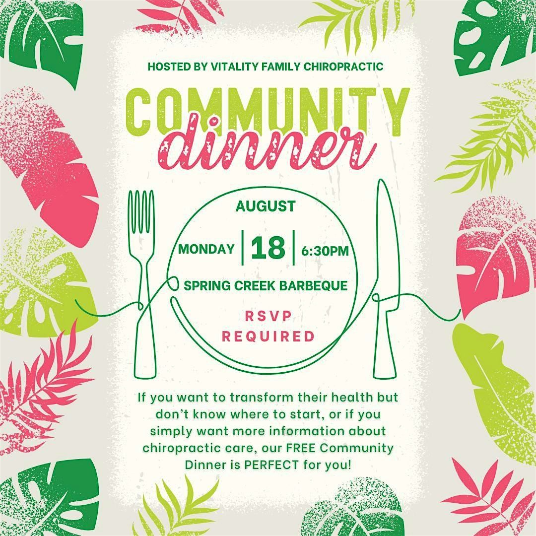 Community Dinner hosted by Vitality Family Chiropractic, 18 August | Event in Arlington | AllEvents