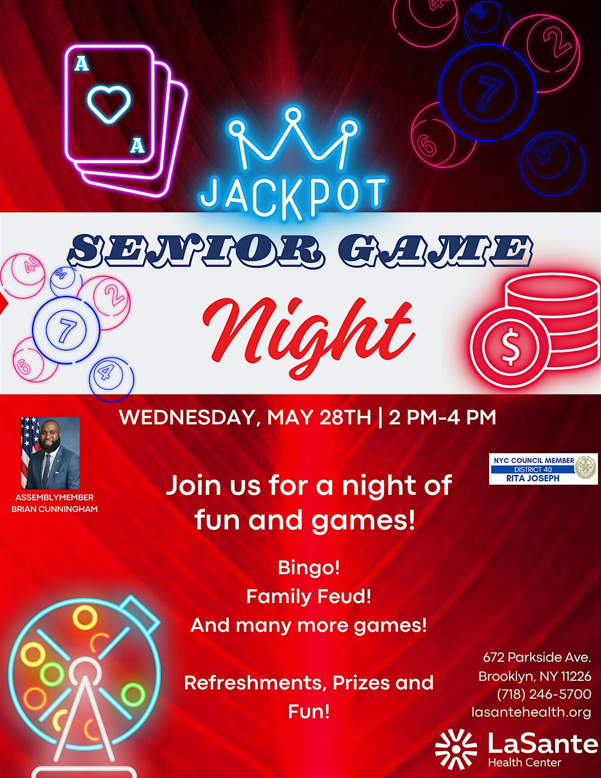 Senior Game Night at LaSante Health Center, 28 May | Event in Brooklyn | AllEvents