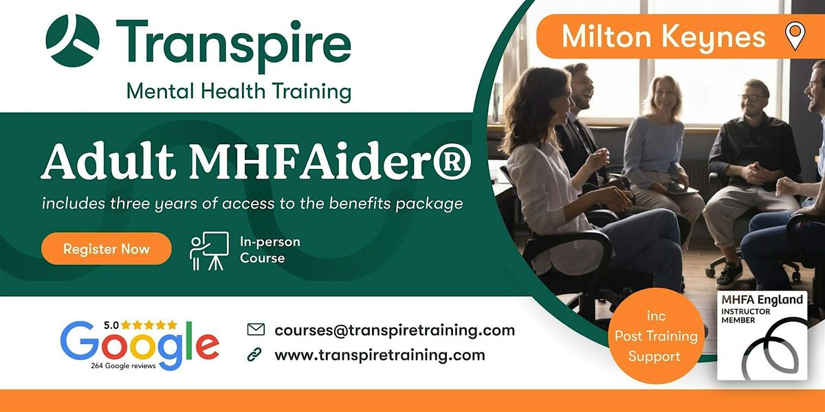 2-Day Mental Health First Aid Course (MHFAider®) - Milton Keynes, 19 January | Event in Foxhunter Drive | AllEvents