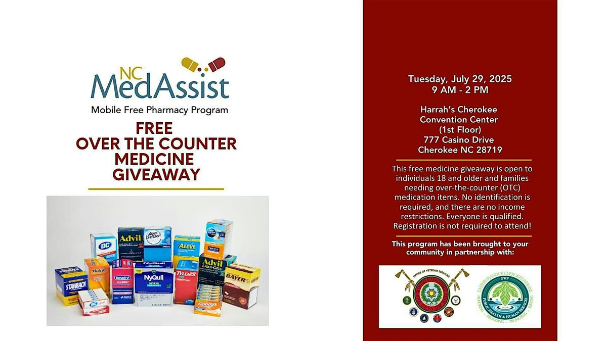 Cherokee, NC Over-the-Counter Medicine Giveaway  and Community Event, 29 July | Event in Cherokee | AllEvents