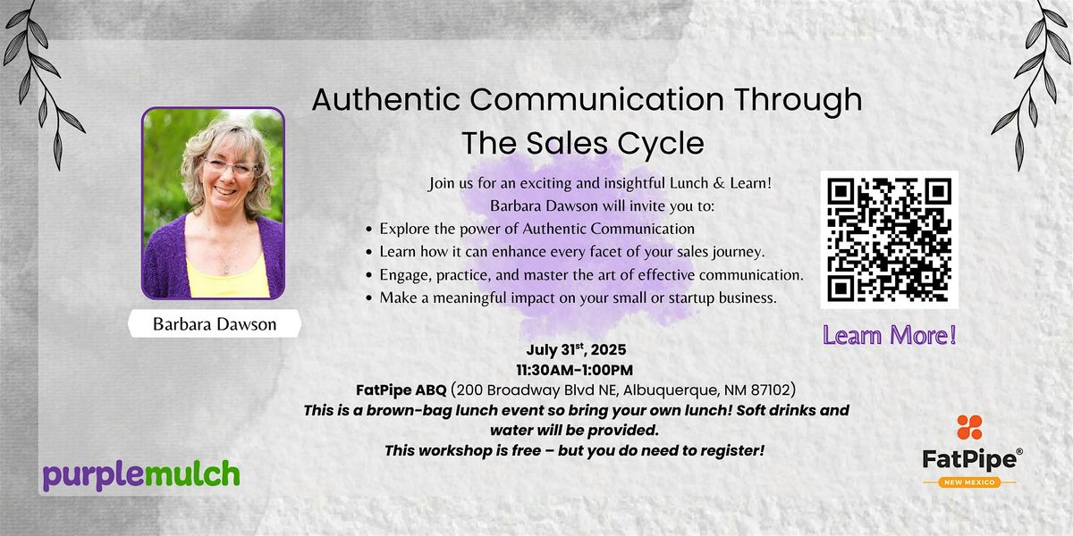 Authentic Communication Through the Sales Cycle, 31 July | Event in Albuquerque | AllEvents