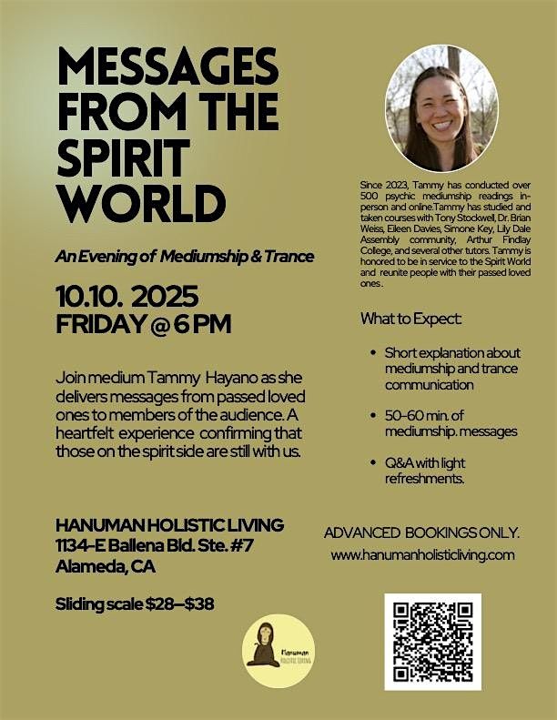 Messages from the Spirit World— An Evening of Mediumship, 17 October | Event in Alameda | AllEvents