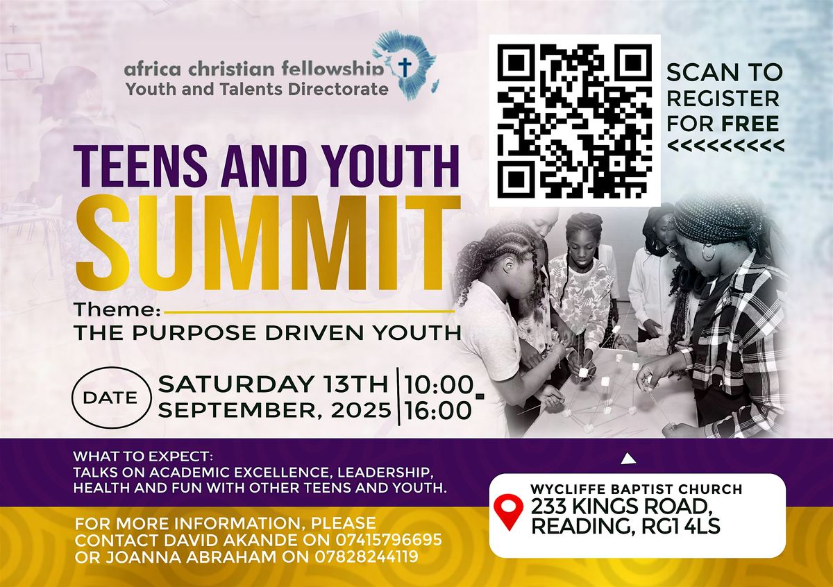 Teens and Youth Summit ‘25, 13 September | Event in Reading | AllEvents