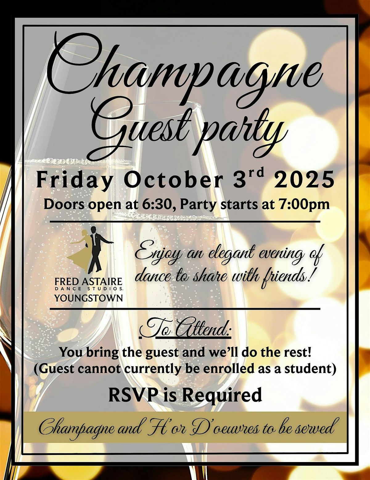 Champagne Guest Party October 3rd 2025, 3 October | Event in Youngstown | AllEvents