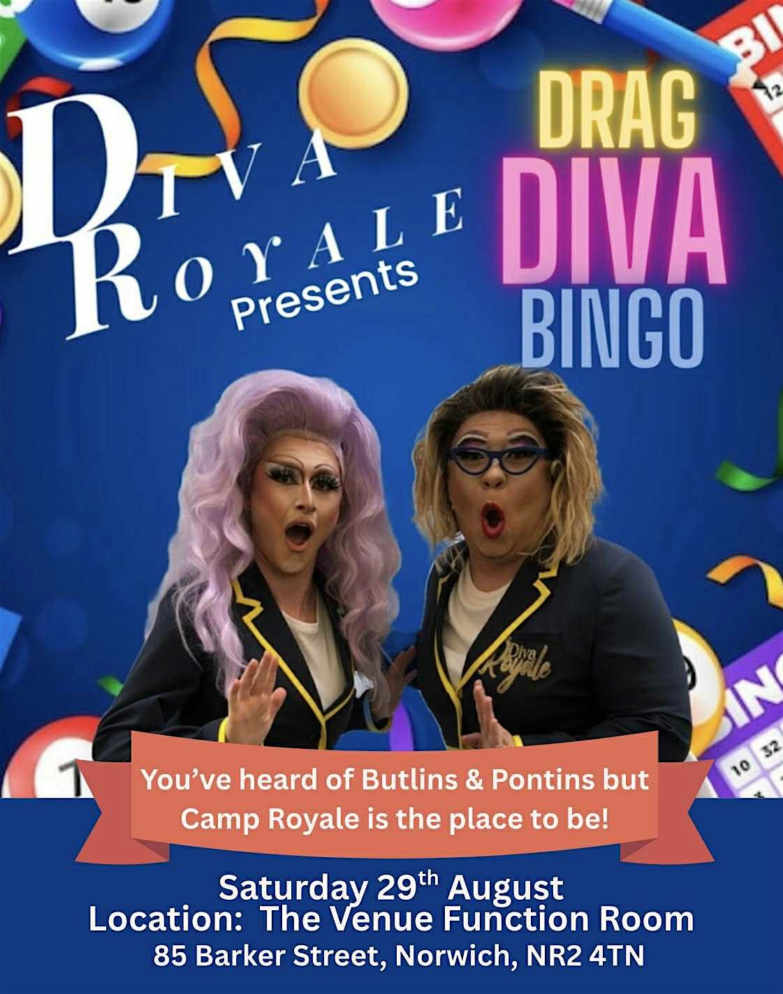 Drag Bingo with Diva Royale - Camp Royale, 29 August | Event in Norwich | AllEvents