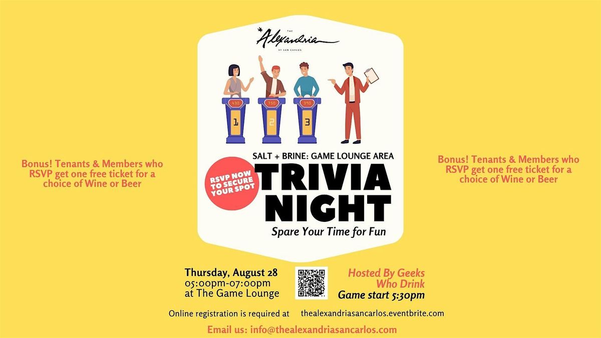 Triva Night at The Alexandria San Carlos | Event in San Carlos | AllEvents