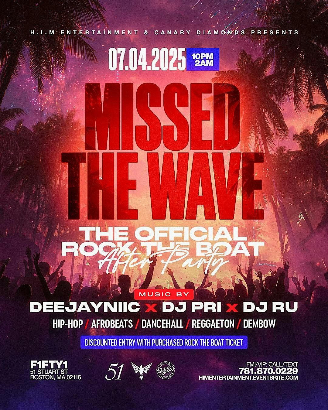 MISSED THE WAVE: ROCK THE BOAT OFFICIAL AFTER PARTY, Bijou Nightclub ...